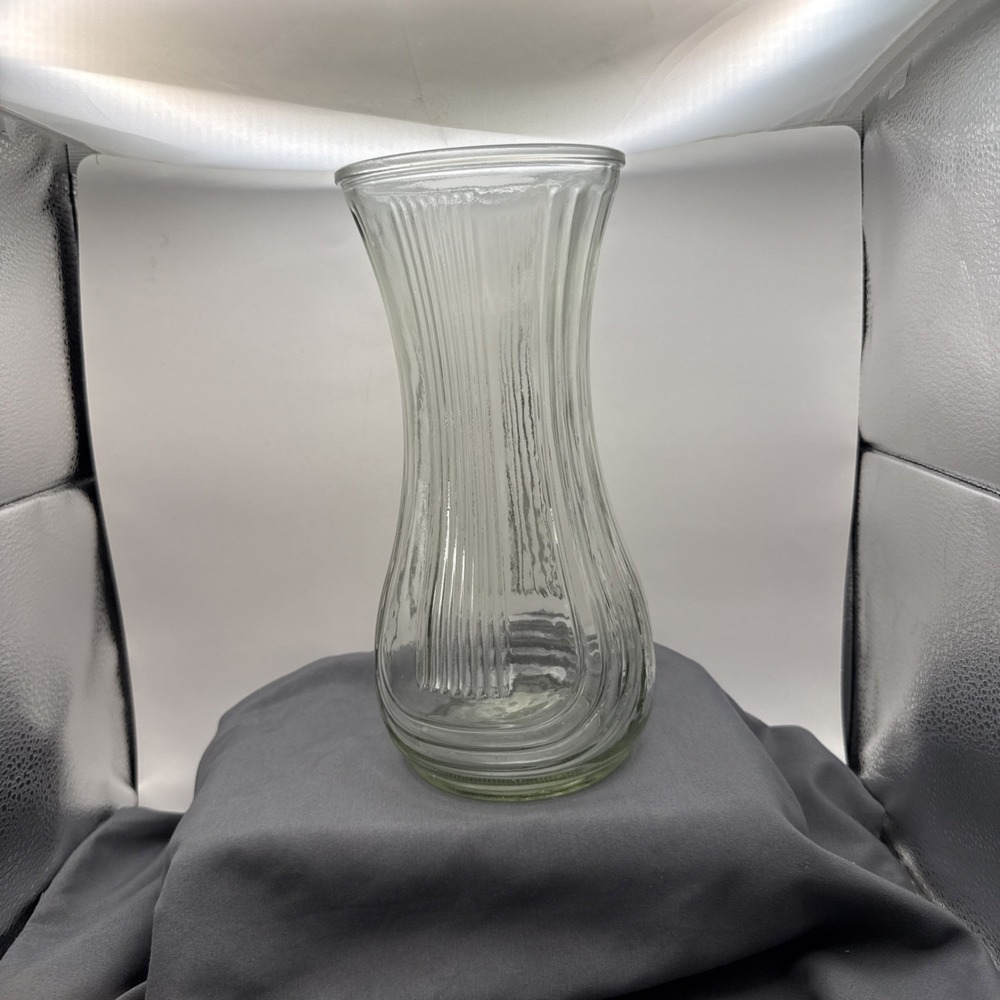 Vintage Ribbed Glass Vases Hoosier Glass 4087-B Clear Pre Owned